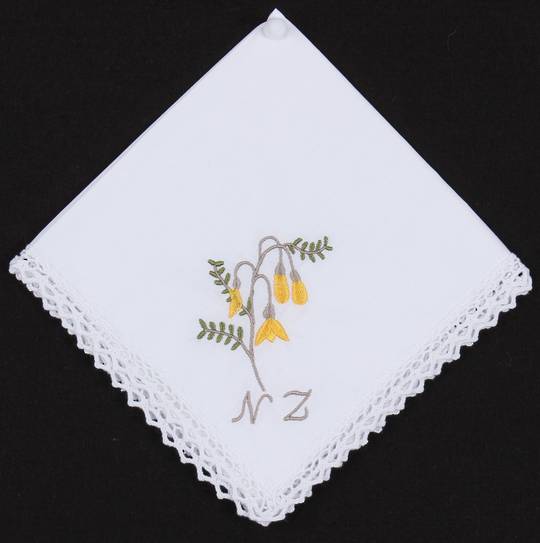 Embroidered lace edge handkerchief "Kowhai" Style: EHC-KOW